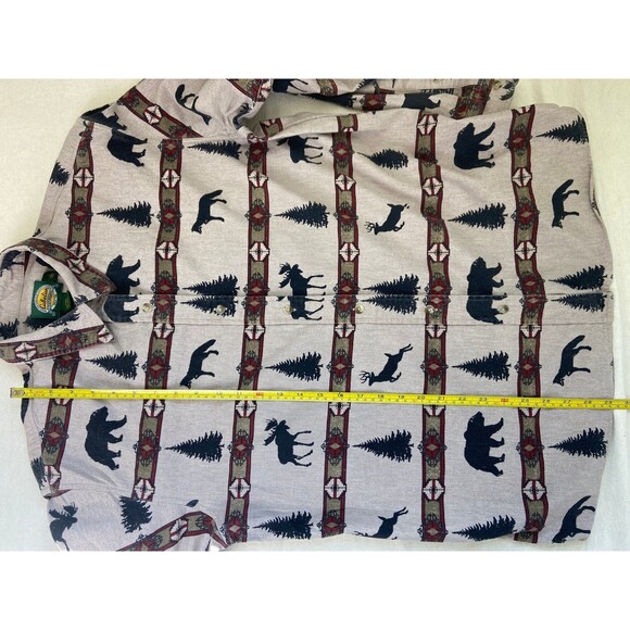 Cabela's Women's Large Aztec Nature Pattern Moose Bear Woods Button Down Shirt - Picture 6 of 7